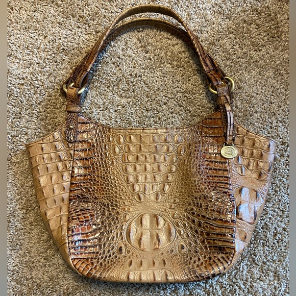 Brahmin Open Top Toasted Melbourne Retro Double Strap Carla Market Tote - Picture 2 of 15